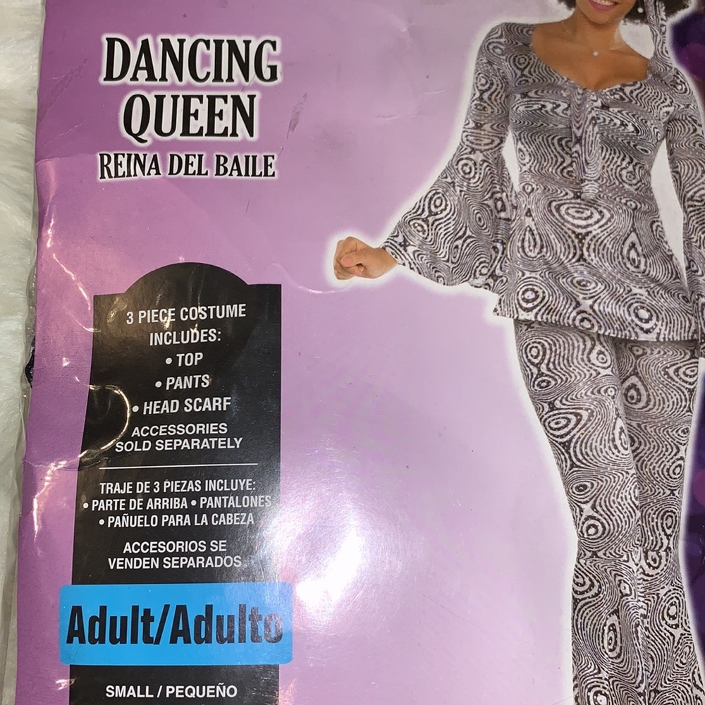 NEW DANCING QUEEN Black White 70s Disco Halloween Costume Size Small (2 - 4) - Picture 4 of 9